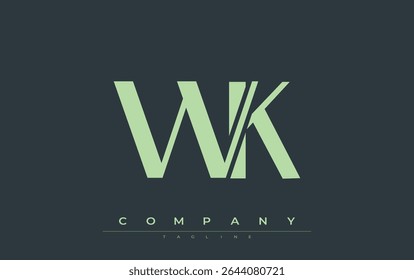 WK Modern Initials Diseño de Logo. Logotipo de marca con iniciales estilizadas que muestran un diseño atrevido y una estética moderna. Ideal para la marca profesional de negocios o proyectos creativos que se centran en minimalista