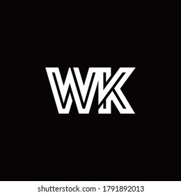 Logo de monograma WK con plantilla de diseño de línea abstracta