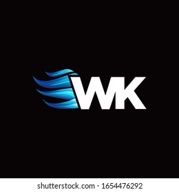 WK-Monogramm-Logo mit Design-Vorlage im blauen Brandstil
