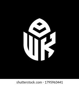 logotipo de monograma WK con forma de ciprés plantilla de diseño de estilo lujoso