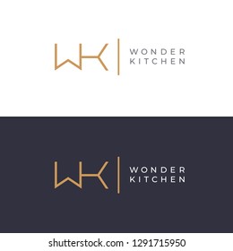 WK. Monogram of Two letters W & K. Luxury, simple, minimal and elegant WK logo design. Vector illustration template.