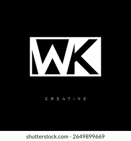 WK Negative Space Monogram – Minimalist Black and White Letter mark Logo for Creative Branding, Fashion Identity and Modern Design Concepts
