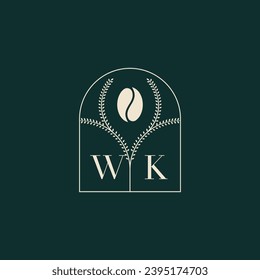 WK Unique and simple logo design combination of letters and coffee bean