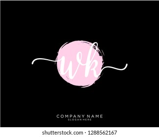 WK W K Initial handwriting logo template