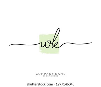 WK W K Initial handwriting logo template