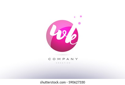 wk w k  sphere pink 3d alphabet company letter combination logo hand writting written design vector icon template 