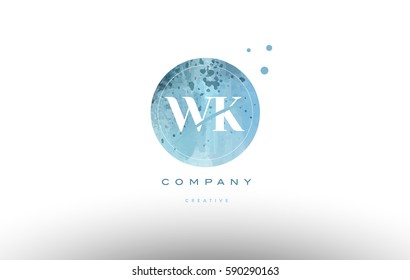 wk w k  watercolor grunge vintage alphabet company letter combination logo circle design vector icon template 