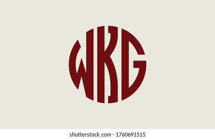 WKG Circle Emblem Abstract Monogram Letter Mark Vector Logo Template