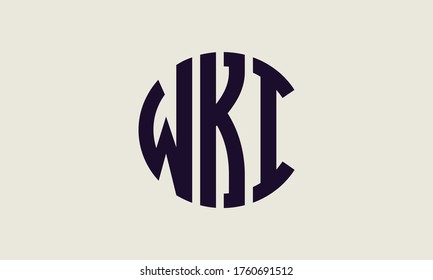 WKI Circle Emblem Abstract Monogram Letter Mark Vector Logo Template