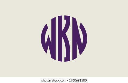 Plantilla de logotipo de marca vectorial de la letra monográfica de WKN Circle Emblem Resumen