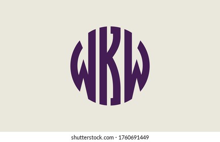 WKW Circle Emblem Abstract Monogram Letter Mark Vector Logo Template