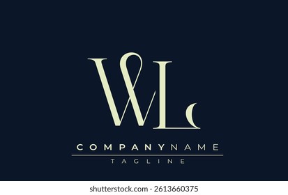 WL abstract Logo. Elegantly Designed Minimalist Monogram Logo with Stylish Lettering. Sophisticated and sleek minimalist monogram showcasing unique lettering design.