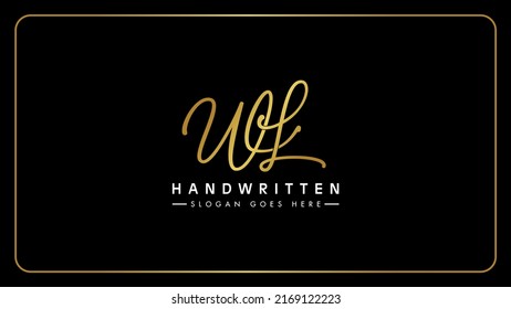 WL handwritten golden logo for identity, Creative gold handwriting initial signature concept design, w and l initials typography monogram icon for any business or company.