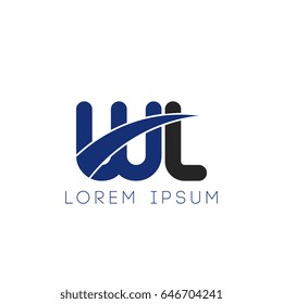wl initial letter uppercase logo blue and black