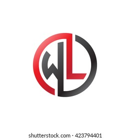 WL initial letters looping linked circle logo red black