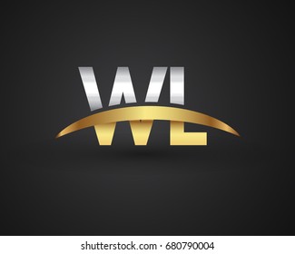 WL initial logo company name colored gold and silver swoosh design. vector logo for business and company identity.

