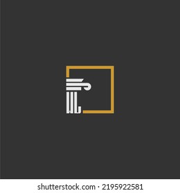 WL initial monogram logo for lawfirm with pillar in creative square design