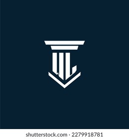 WL marca de logotipo de monograma inicial con diseño de pilar