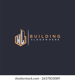 WL initial monogram logo real estate for building with polygon style