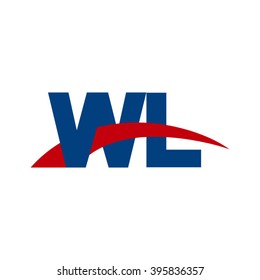 WL initial overlapping swoosh letter logo blue red