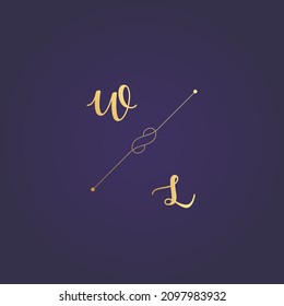 WL Initials letter alphabet watercolor logo branding set collection, Feminine logotype template in elegant artistic style. Feminine luxury logo design template.