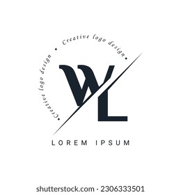 WL Letter Logo Design with a Creative Cut. Creative logo design