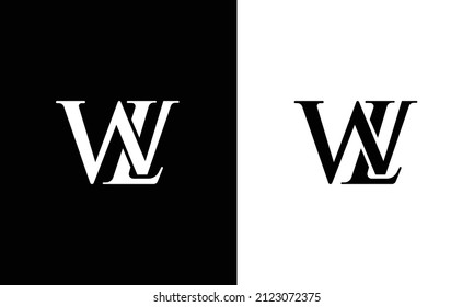 WL letter logo or LW initials design in vector format.