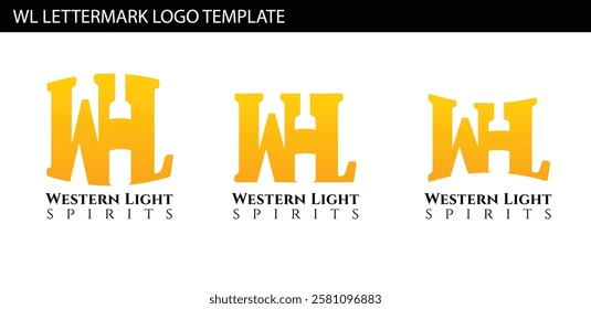 WL letter mark template with wine bottle shape