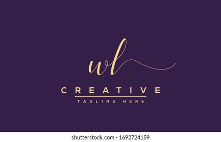 WL Logo Design Abstract Vector monogram. Modern hand drawn signature icon letters W L.