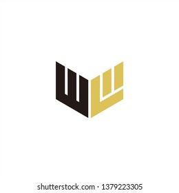 WL Logo Letter Initial With Black and Gold Yellow Colors