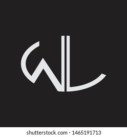 WL Logo letter oval monogram design template with black and white colors