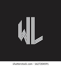 WL Logo monogram with outline style linked isolated on black background