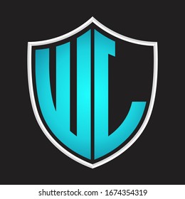 WL Logo monogram with shield shape isolated blue colors on outline design template