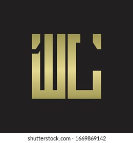 Logotipo WL con plantilla de diseño de forma escamosa con colores dorados
