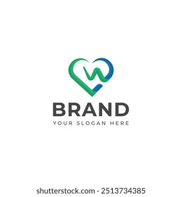 WL, LW heart letter logo design 
