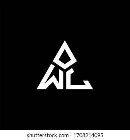 Logotipo monogramo WL con forma de 3 piezas aislada en plantilla de diseño triangular