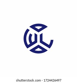 WL monogram logo with abstract shapes in modern style design template