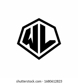 WL monogram logo with hexagon shape and line rounded style design template isolated on white background