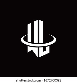 Logotipo del monograma WL en forma de hexágono y rodeado por un anillo