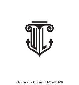 WL pillar and anchor combination concept logo in high quality design