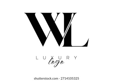 Logotipo de tipografía de monograma de letra WL Serif para una identidad de marca de Premium elegante