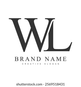 WL trendy logotype template. Initial letter w and l classic font style. Creative logo for company name or identity. Vector illustration.