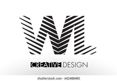 WL W L Lines Letter Design with Creative Elegant Zebra Vector Illustration.