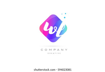wl w l  pink blue rhombus abstract 3d alphabet company letter text logo hand writting written design vector icon template 