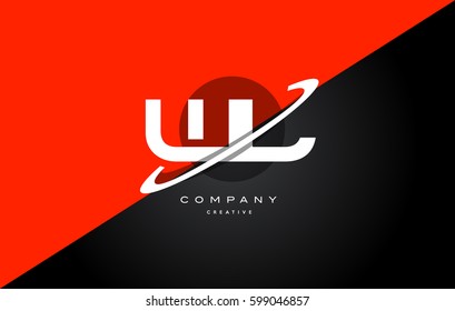 wl w l  red black white technology swoosh alphabet company letter logo design vector icon template 