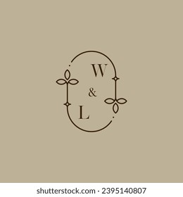 WL wedding initial logo in high quality professional design that will print well across any print media