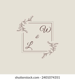 WL wedding line square monogram with high quality professional design that will print well