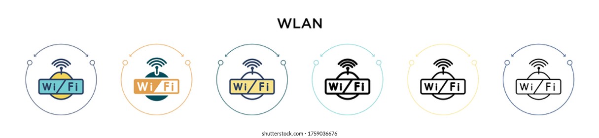 Wlan icon in filled, thin line, outline and stroke style. Vector illustration of two colored and black wlan vector icons designs can be used for mobile, ui, web