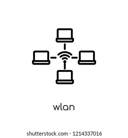 wlan icon. Trendy modern flat linear vector wlan icon on white background from thin line Internet Security and Networking collection, editable outline stroke vector illustration
