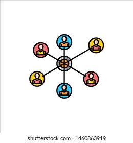 Wlan, Internet, Social, Group  Flat Color Icon. Vector icon banner Template. Vector Icon Template background